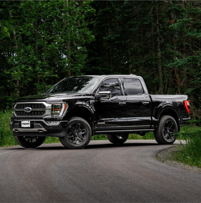 A black Ford F-150